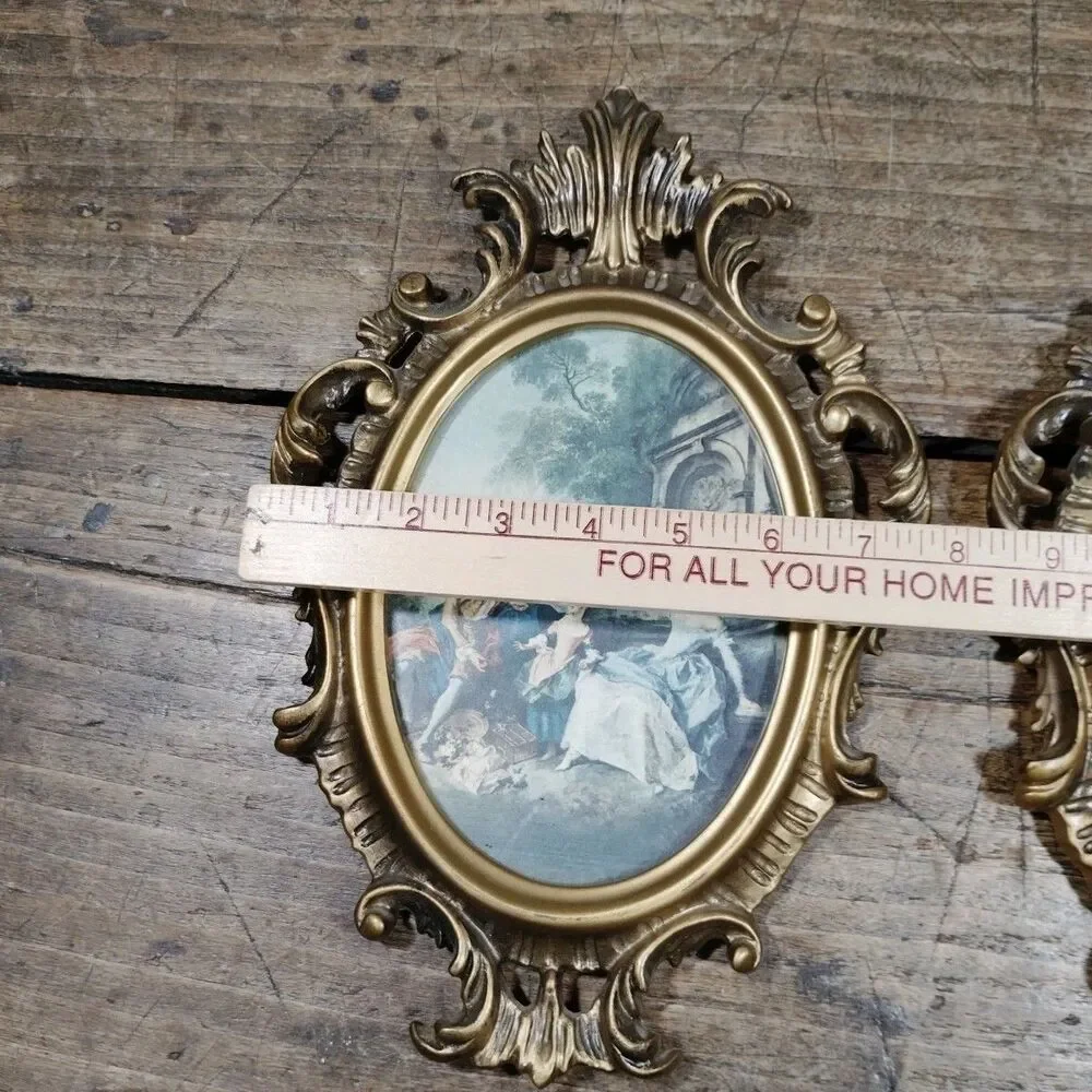 Two Vintage Ornate Frame Victorian Ladies Music Hanging Decor Art Picture